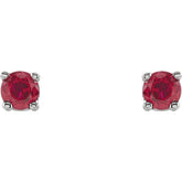 14K White 2.5 mm Lab-Grown Ruby Stud Earrings